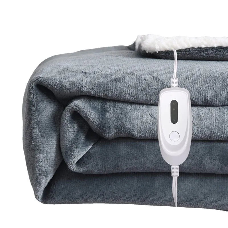 USB electric heating blanket with flannel fabric in grey, brown or white colours