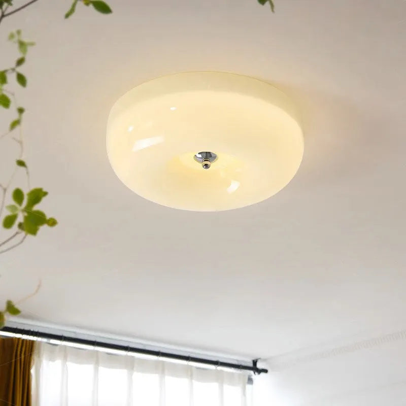 Cream American vintage style bedroom ceiling light with three-colour temperature options in 30cm and 40cm sizes