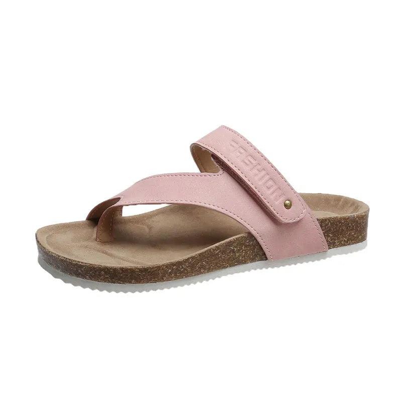Women's flat toe ring flip-flops with a thick foam sole, shown in a solid colour.