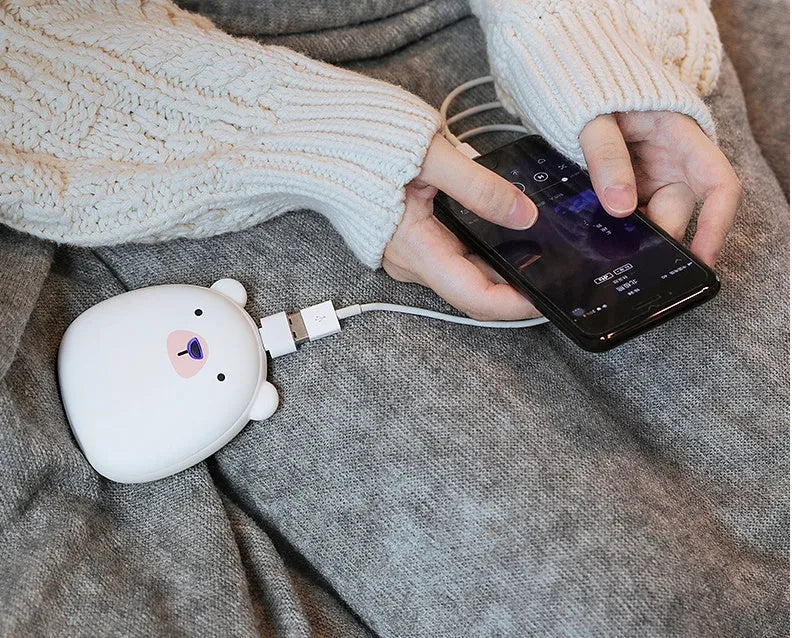 Cartoon penguin and polar bear USB rechargeable electric hand warmer with double-side heating