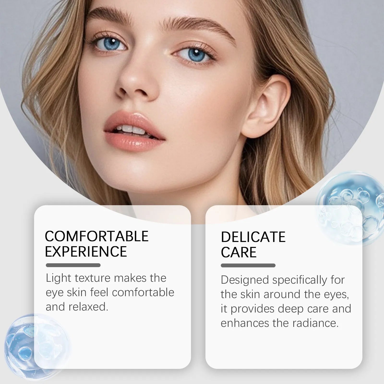 Moisturising eye cream tube 20g with ceramide EOS and tripeptide copper-1 ingredients