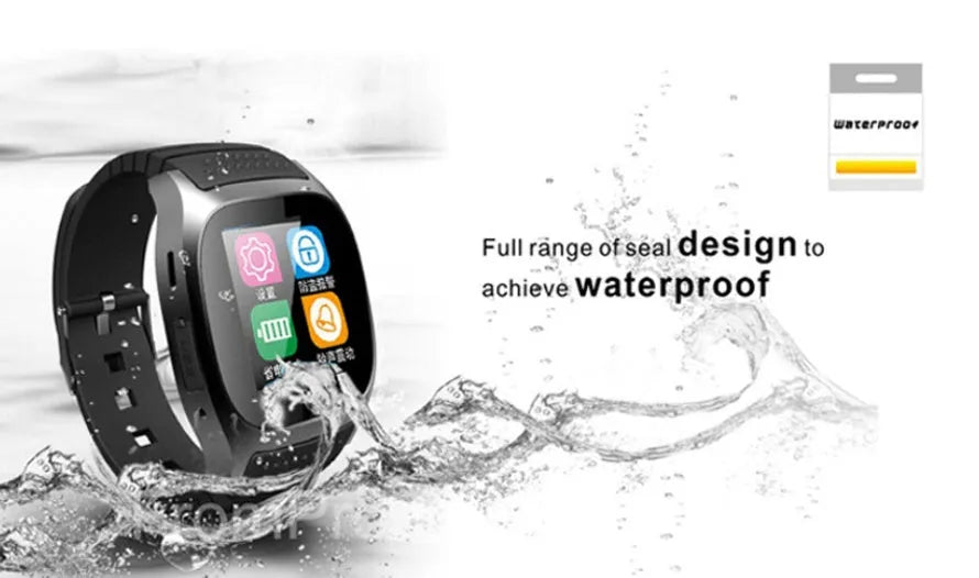 Bluetooth sports watch in black, white or blue colours compatible with Apple iPhone and Android phones
