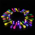 30 LED solar outdoor string lights with water drop pendants on 6.5m cable with ground spike