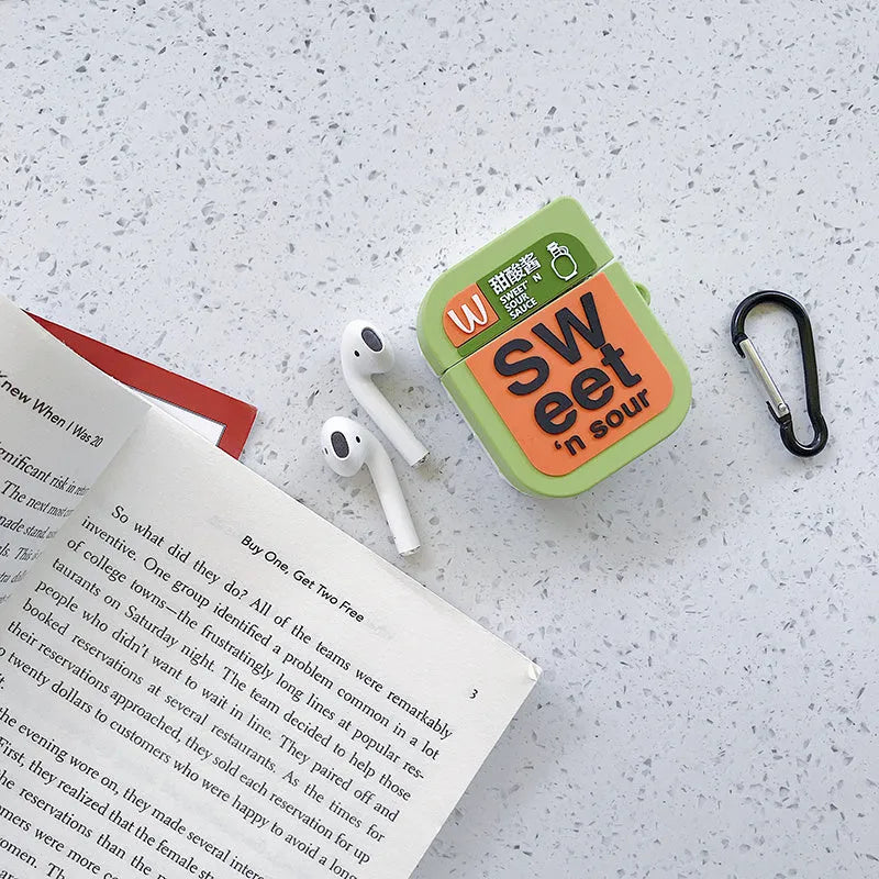 Silicone AirPods case with cartoon animal design in multiple colour options