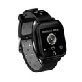 Black smartwatch with built-in Bluetooth earbuds showing heart rate monitoring on 1.4-inch screen