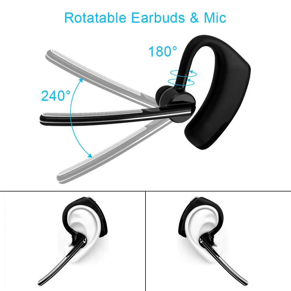 V9 Business Bluetooth wireless headset with ear-bud and charging cable