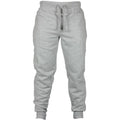 Men's solid colour cotton fleece casual trousers with drawstring waist in loose fit.
