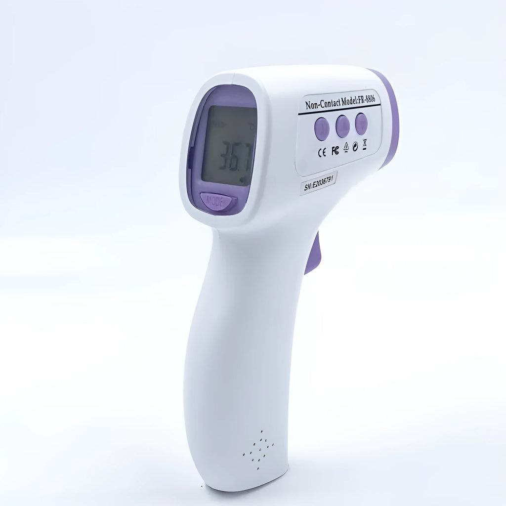 White digital non-contact thermometer with LED display screen for temperature measurement