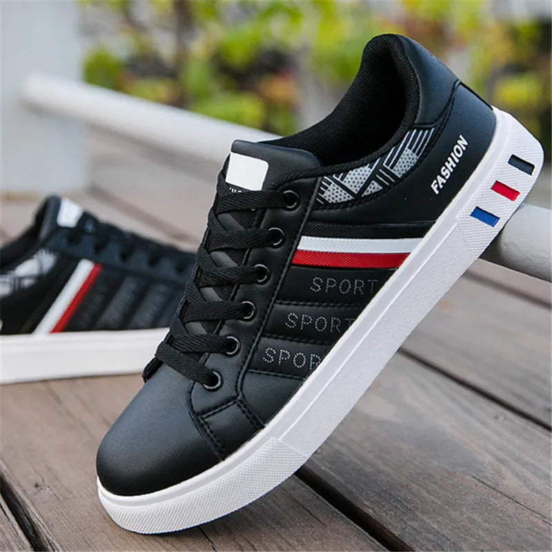 Men's sports running trainers in black, grey, or white colours showing size options 39 to 44.