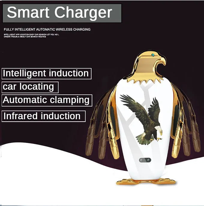 Wireless charging car phone holder with suction cup base in black and gold colour combination