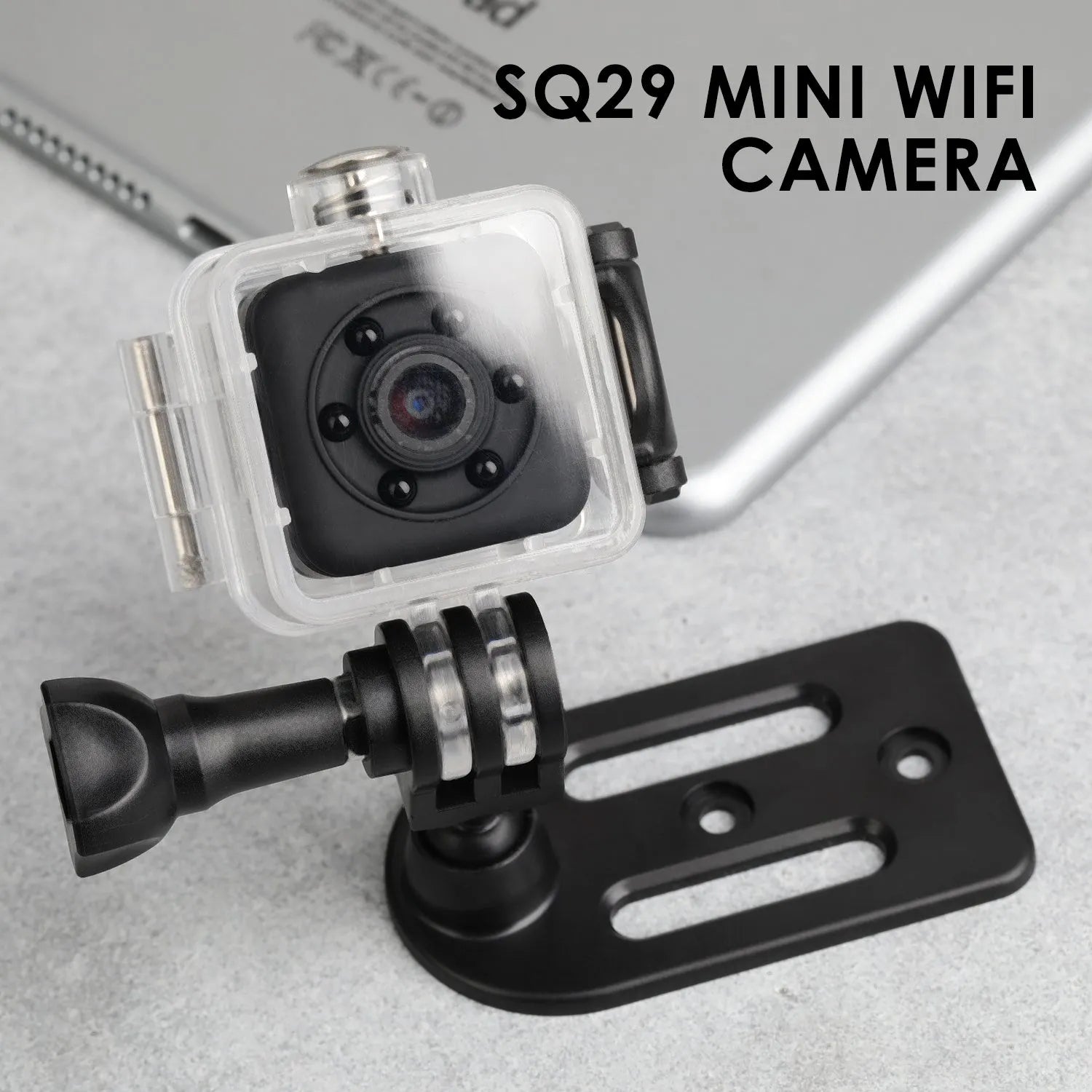 SQ29 black waterproof sports camera with microUSB port and TF card slot for extended recording