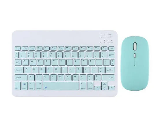 Bluetooth keyboard with rechargeable mouse in multiple colour options including white, green and pink