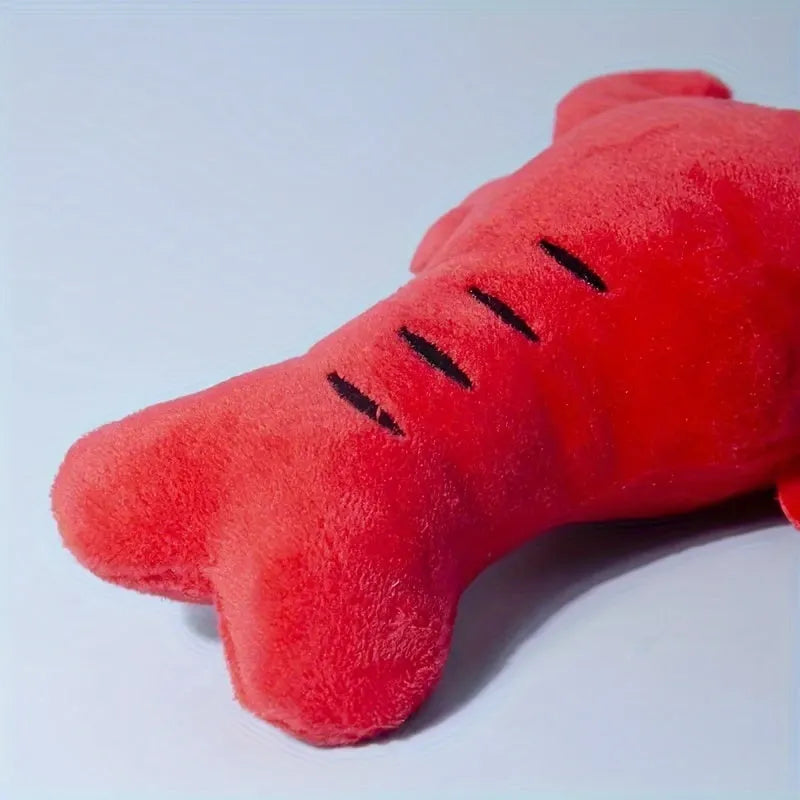 Red squeaky lobster stuffed dog toy for small medium dogs with bite-resistant construction