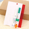 Erasable highlighter review pen set in green with plastic stem and oblique tip, card packed