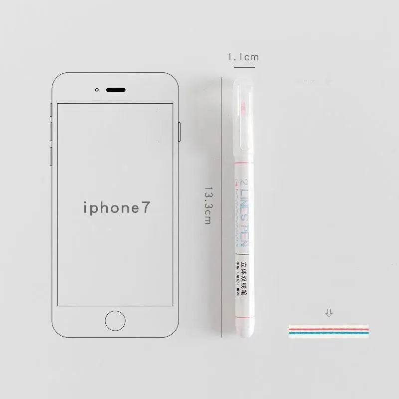 Student dual-colour highlighter marker pen with 0.5mm tip for exam revision