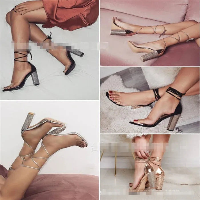 Plastic high heels with pointed toe in black and gold colour options