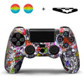 Camouflage silicone PS4 controller sleeve with button caps and lamp stickers in Red Leaf style