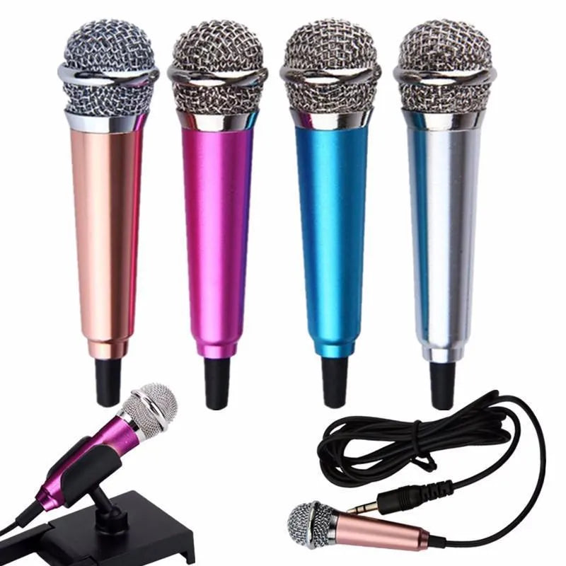 T3 mini condenser microphone with 3.5mm cable in choice of blue gold red or silver colours