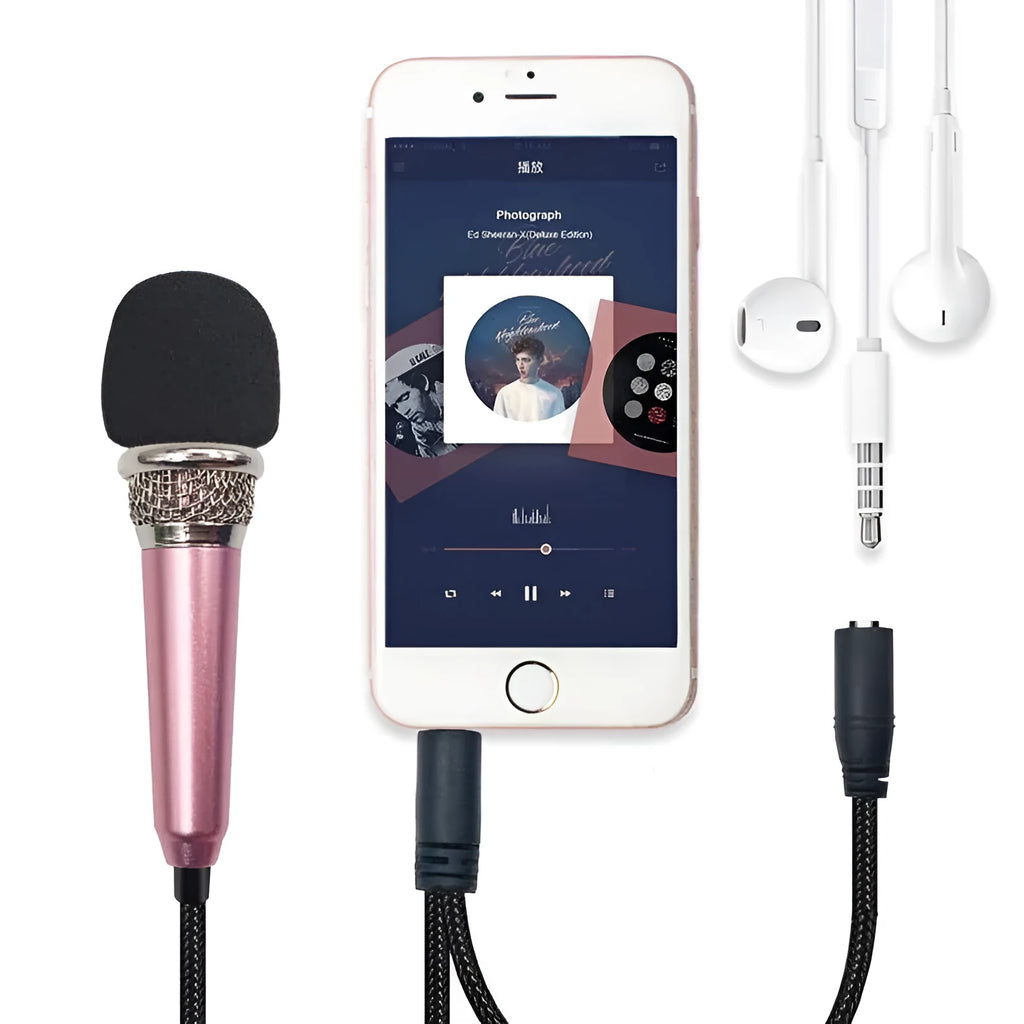 T3 mini condenser microphone with 3.5mm cable in choice of blue gold red or silver colours