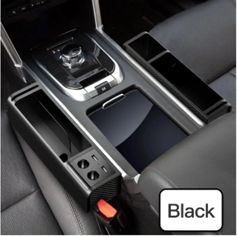Black PU leather car seat gap storage box 270x157x68 mm