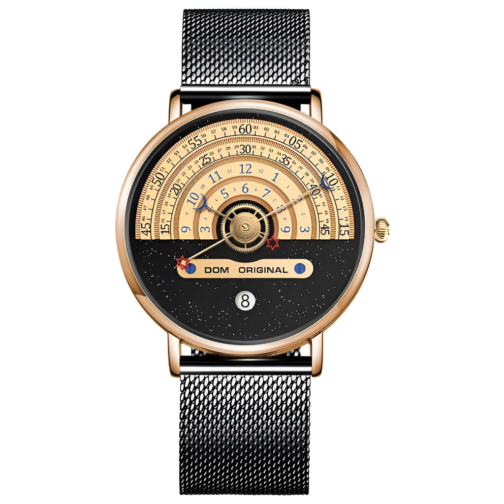 M-1288 men's sports watch with 40mm round dial and stainless steel strap