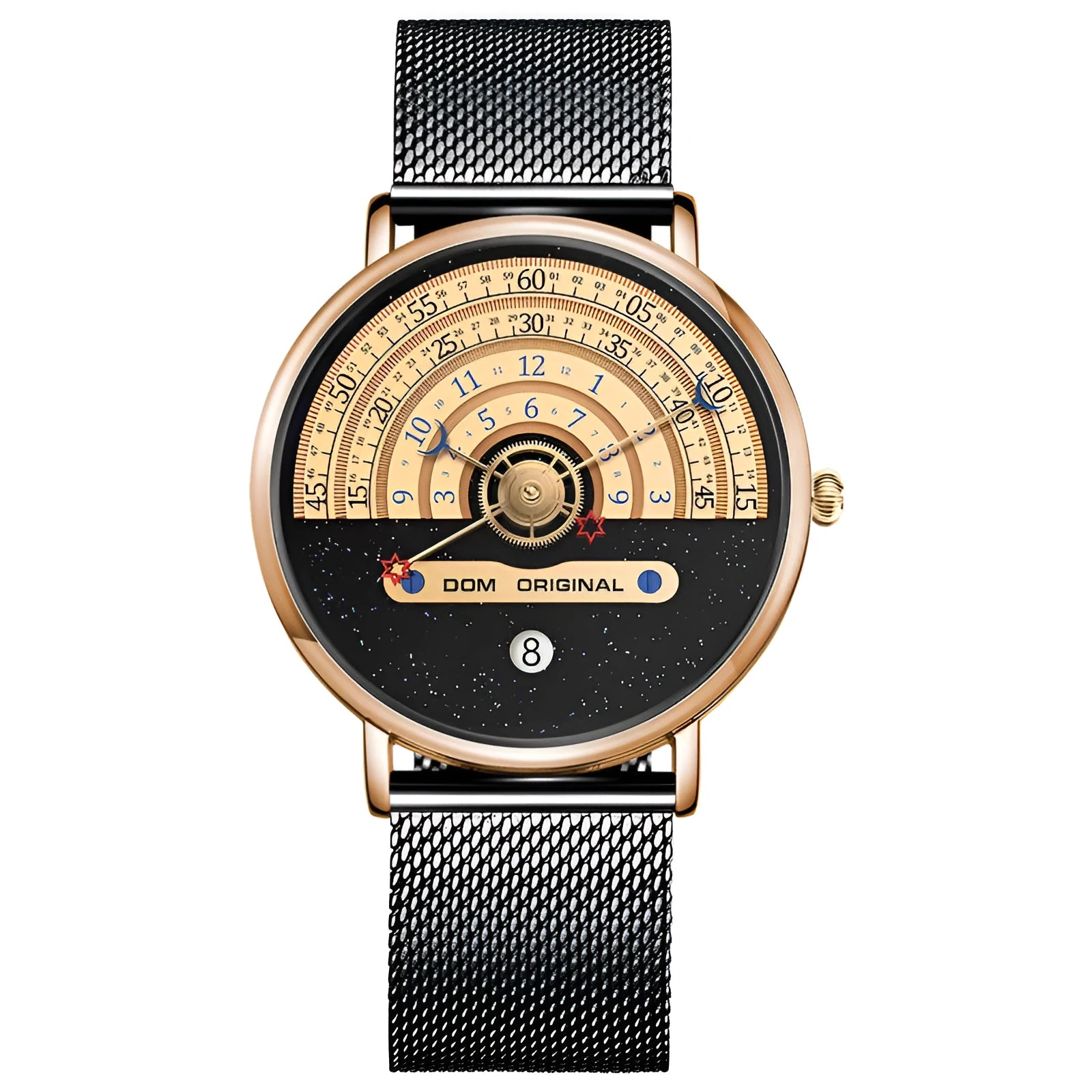 M-1288 men's sports watch with 40mm round dial and stainless steel strap