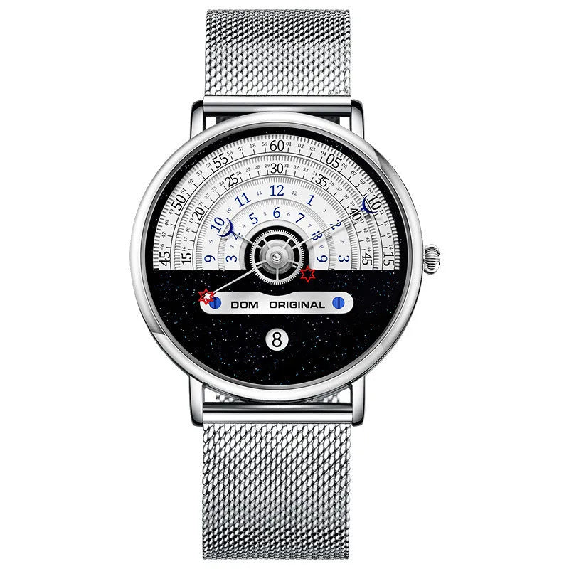 M-1288 men's sports watch with 40mm round dial and stainless steel strap