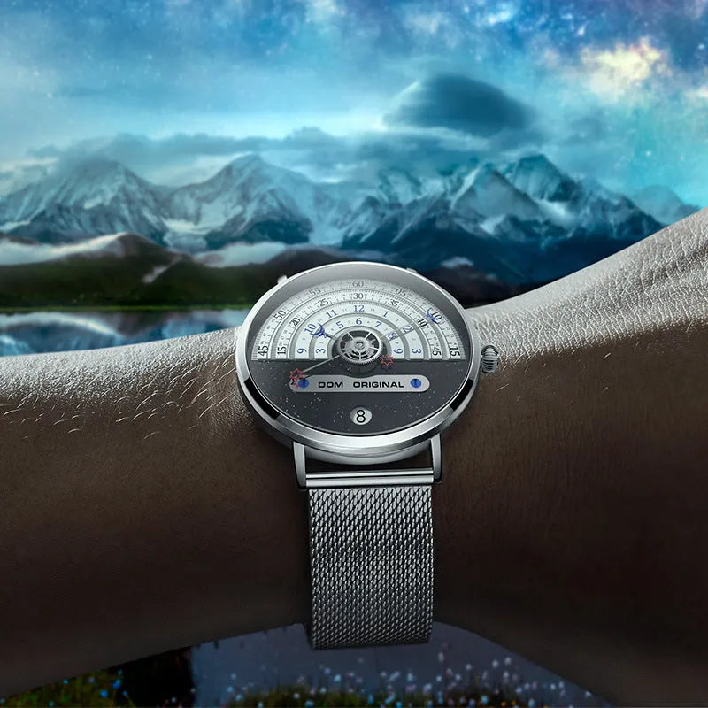 M-1288 men's sports watch with 40mm round dial and stainless steel strap