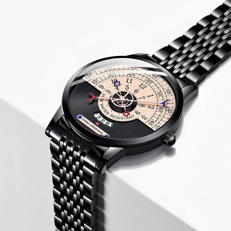 M-1288 men's sports watch with 40mm round dial and stainless steel strap