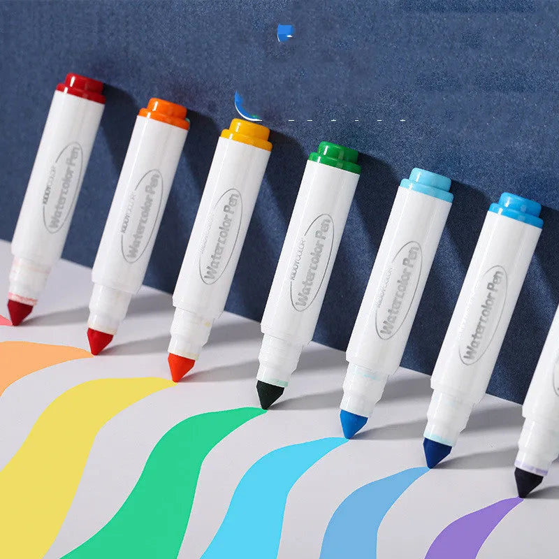 Children's plastic watercolour pen set showing 36 and 48 colour options with washable, safe colours