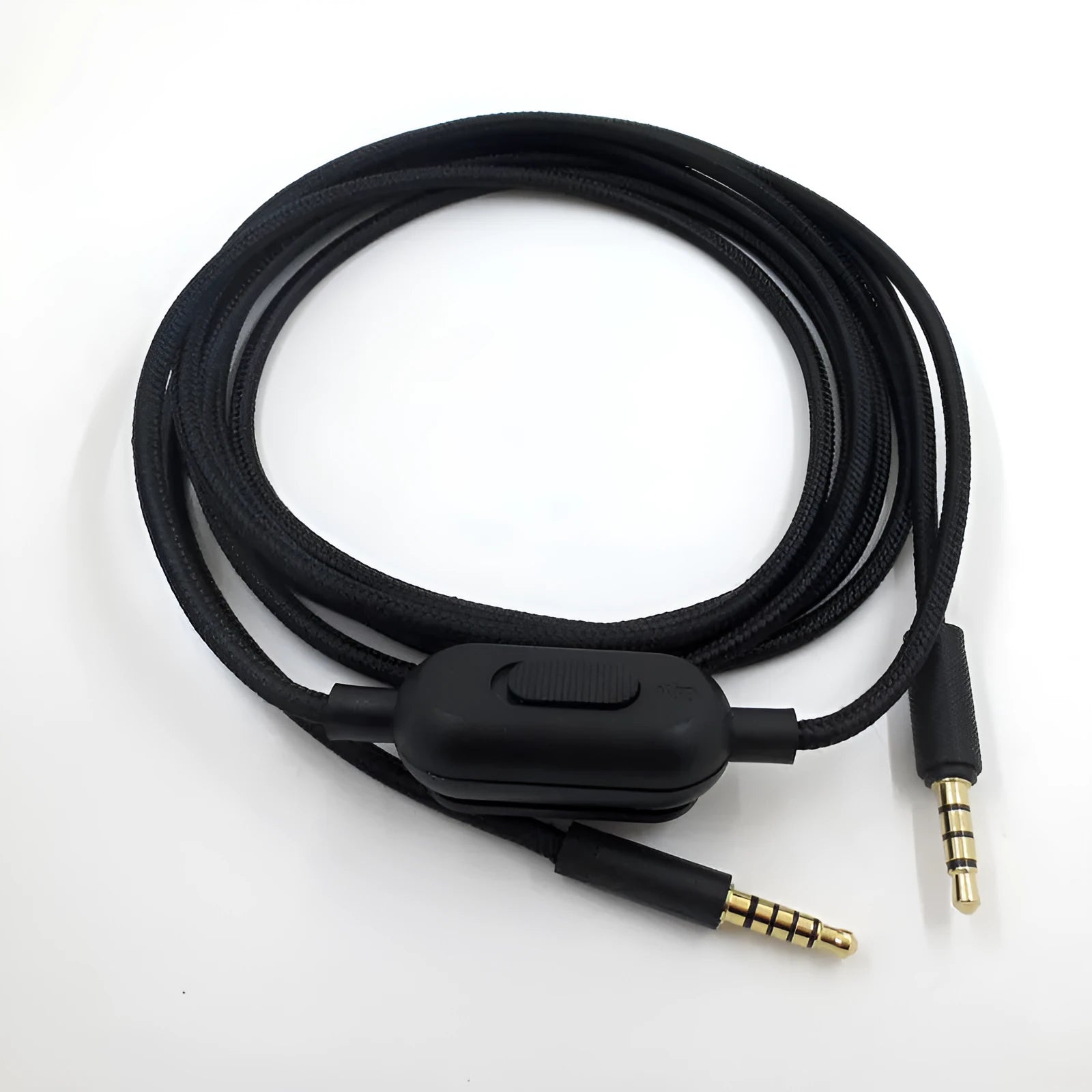 Black universal audio cable with 3.5mm connectors for gaming headsets and digital devices