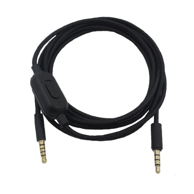 Black universal audio cable with 3.5mm connectors for gaming headsets and digital devices