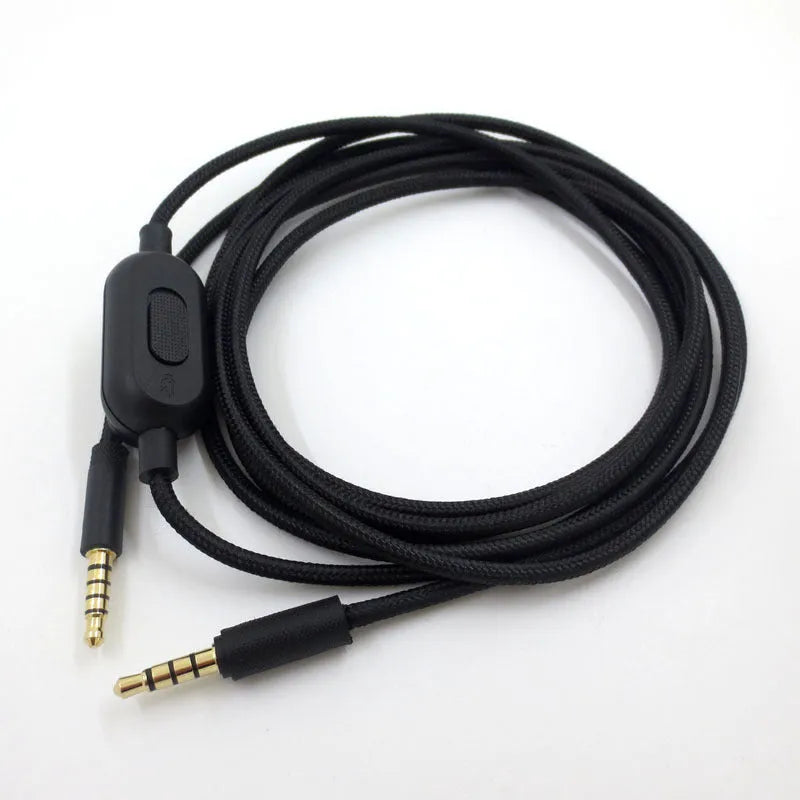 Black universal audio cable with 3.5mm connectors for gaming headsets and digital devices
