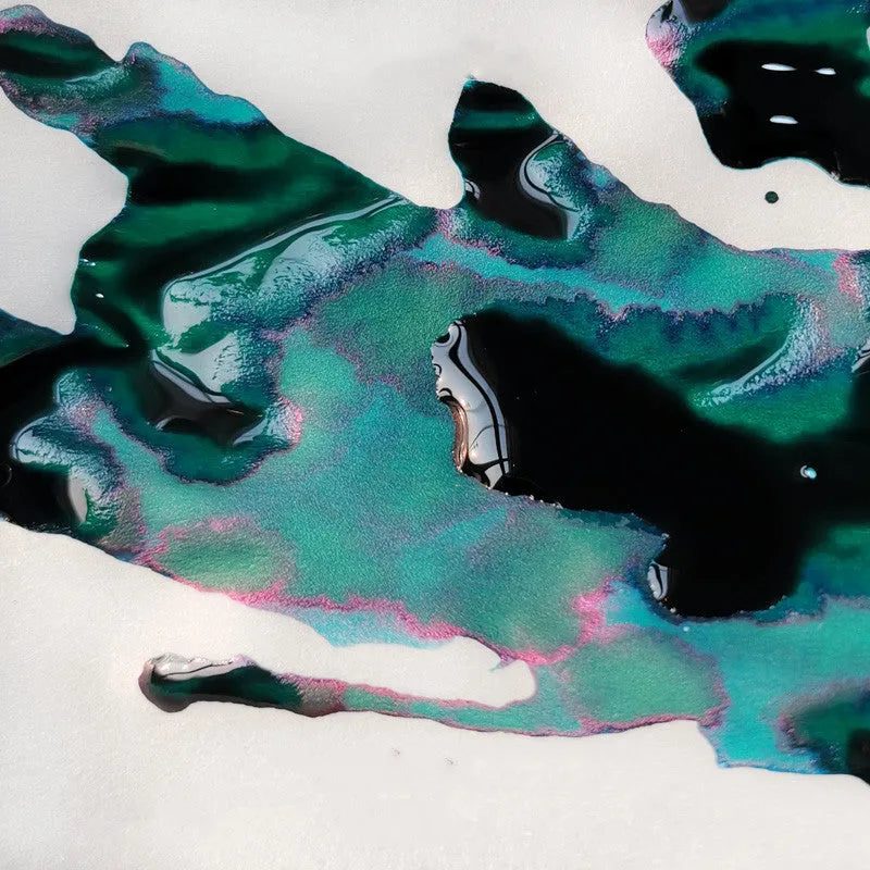 Bottle of strong sheen gradient calligraphy ink with gold powder colour in Red Tide or Truffle.