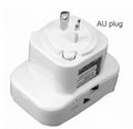 Compact black and white WiFi repeater with interchangeable UK EU US AU plugs and network cable.