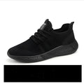 Men's black and white mesh sports shoes with PVC sole for casual jogging and outdoor walking