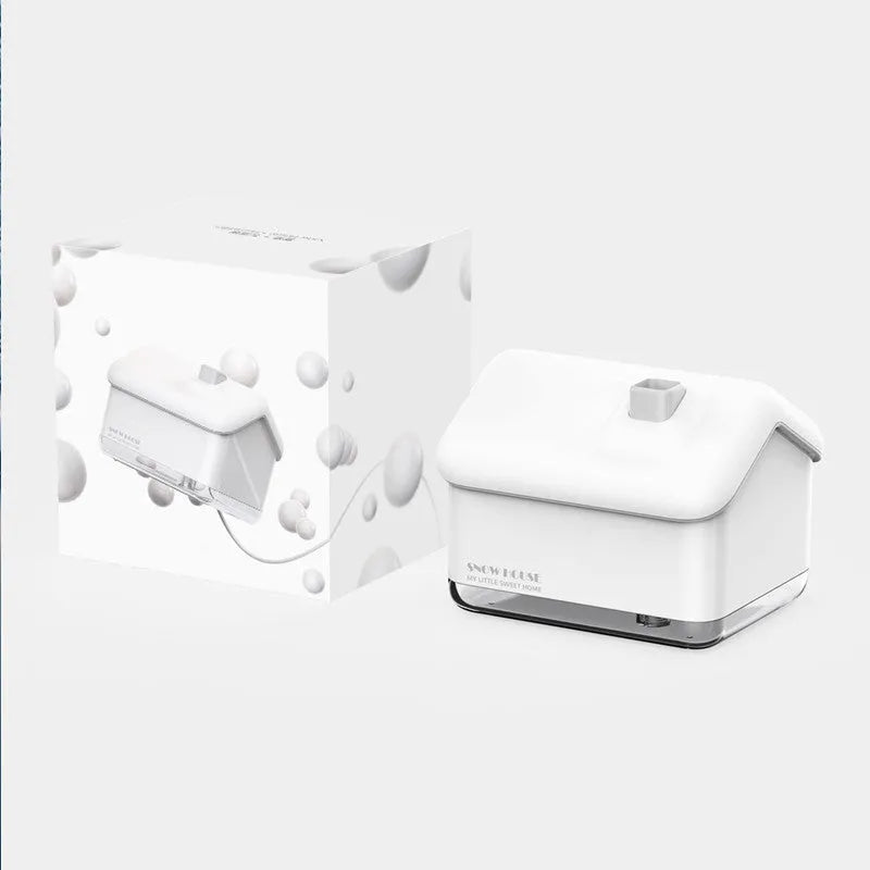 White igloo-shaped ultrasonic air humidifier with essential oil diffusion and USB power cable