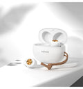 Wireless Bluetooth TWS earbuds with compact charging case in black, green, or white colour options