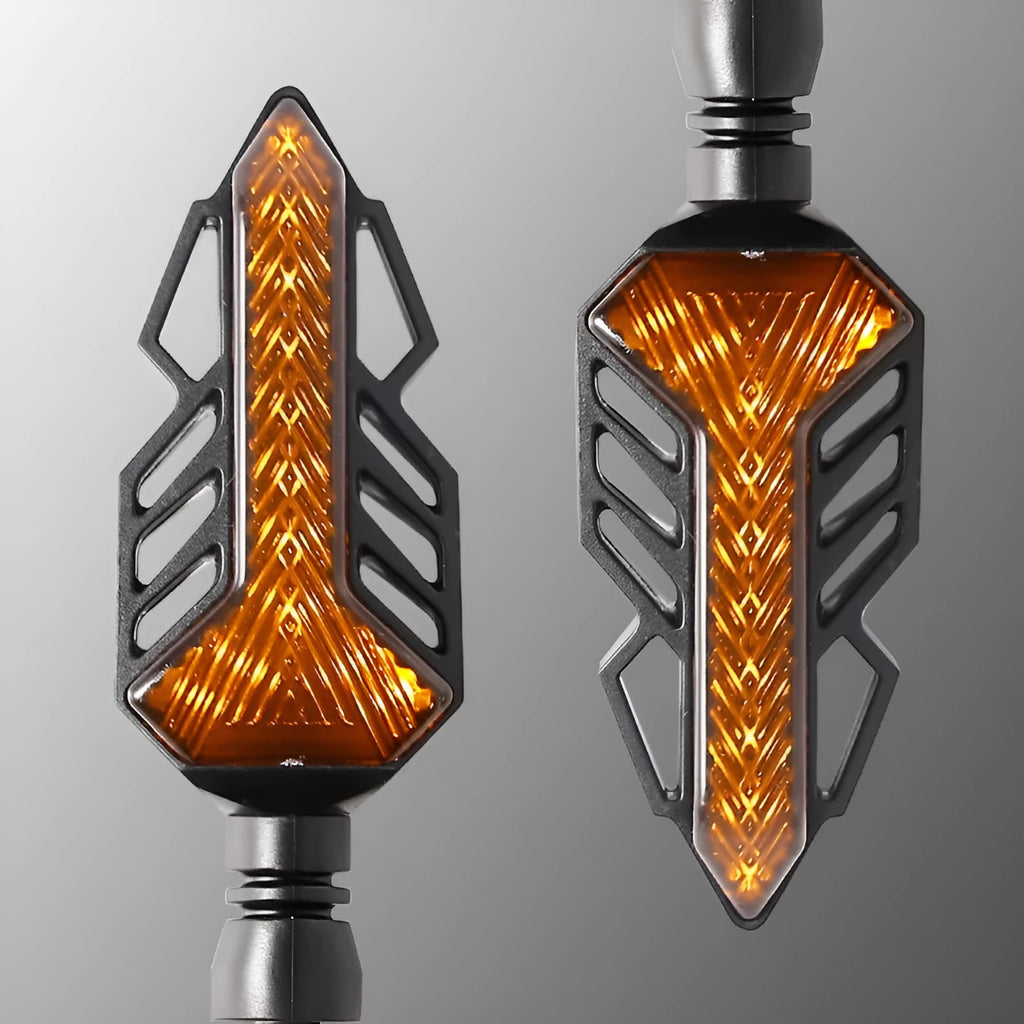 Pair of yellow running water turn signal lamps with ABS housing and acrylic lens for motorcycles
