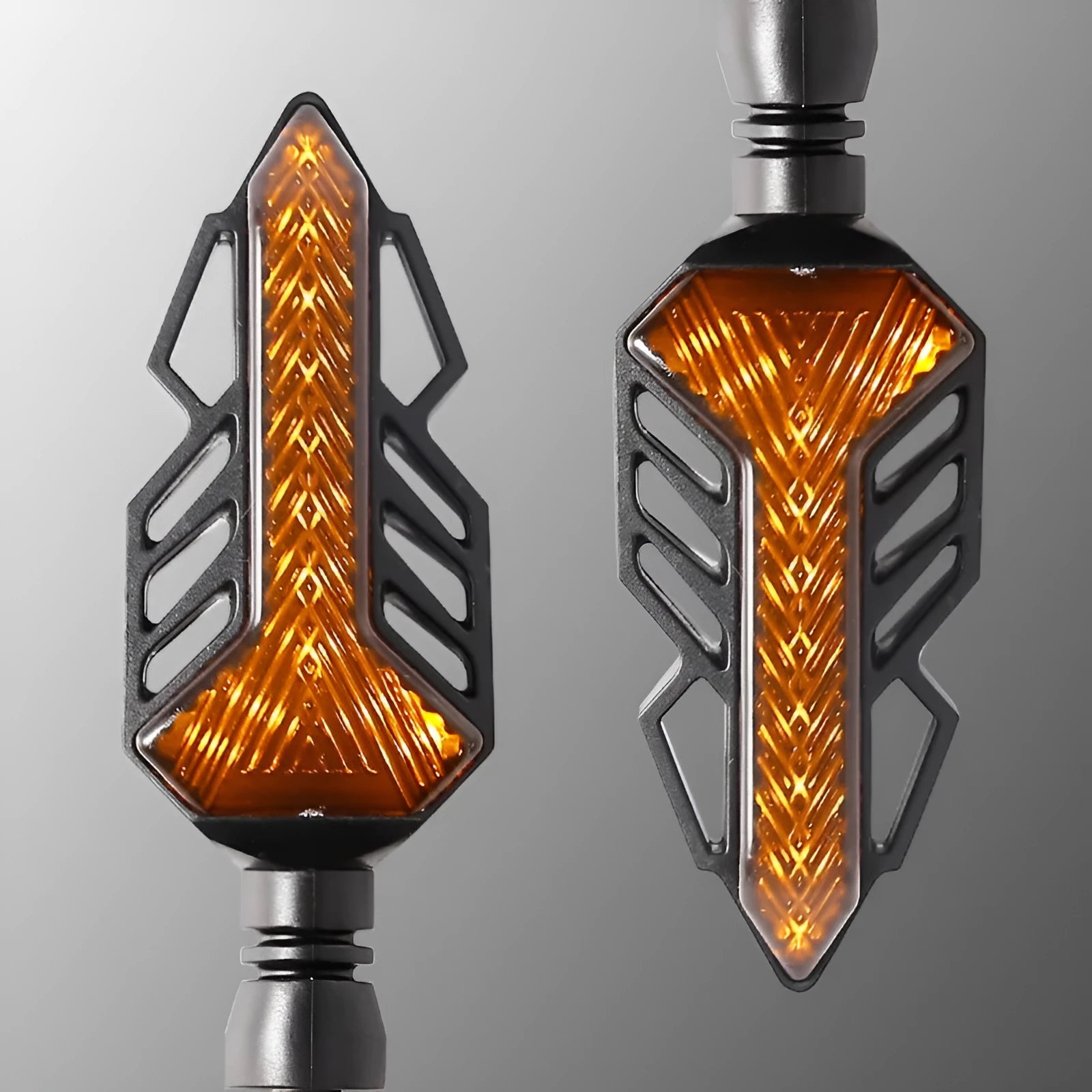 Pair of yellow running water turn signal lamps with ABS housing and acrylic lens for motorcycles