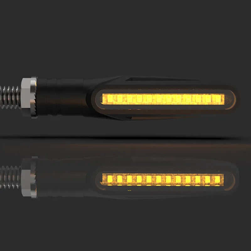 Pair of yellow running water turn signal lamps with ABS housing and acrylic lens for motorcycles