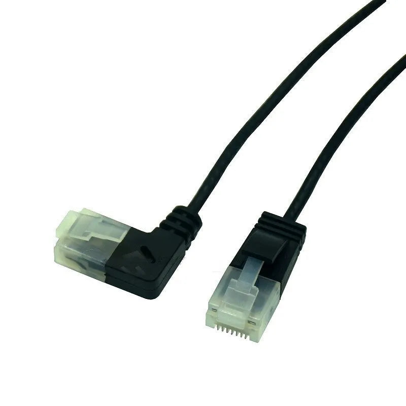 Cyallo superfine ultra slim Cat6 Ethernet cable with RJ45 right-angle connector in straight orientation