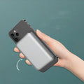 Silver aluminium wireless magnetic charging power bank with 5000mAh capacity for Apple devices