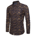 Men long sleeve floral linen cardigan shirt with square collar in Asian fit, one of 11 colour variants