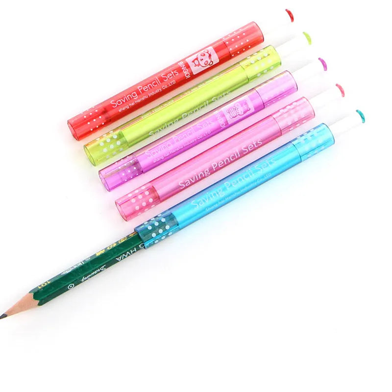 Student pencil extender extension rod with 9cm length and 0.7mm caliber in five style options