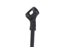 Black desktop microphone bracket with metal disc base and fixed 22cm tall stand.