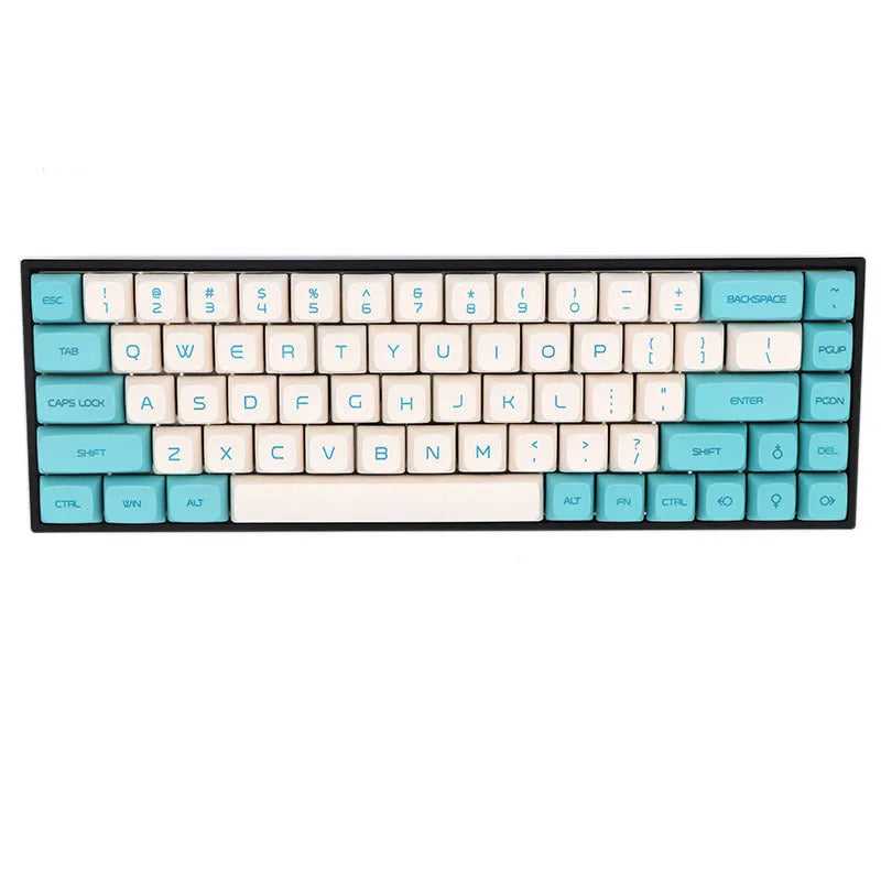 68-key PBT mechanical keyboard keycap set showing multiple colour options for Cherry MX switch compatibility