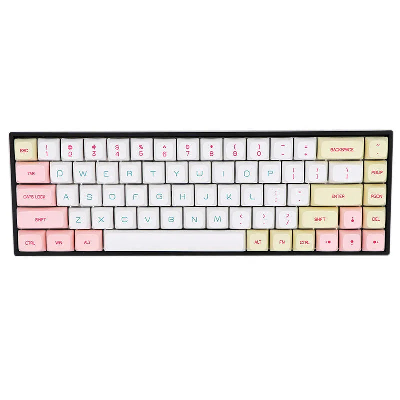 68-key PBT mechanical keyboard keycap set showing multiple colour options for Cherry MX switch compatibility