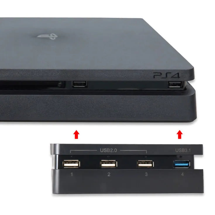 Black PS4 SLIM USB hub extender accessory for PlayStation 4 console