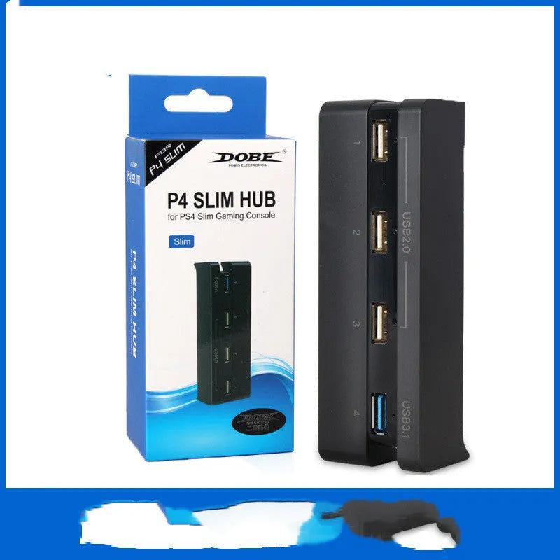 Black PS4 SLIM USB hub extender accessory for PlayStation 4 console